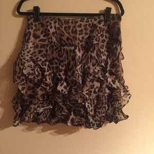Silk Flirty Leopard Ruffled short skirt